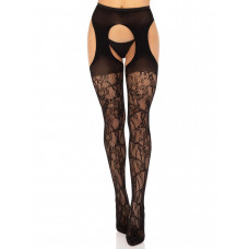 Чулки Leg Avenue Eyelet lace suspender hose Black One Size