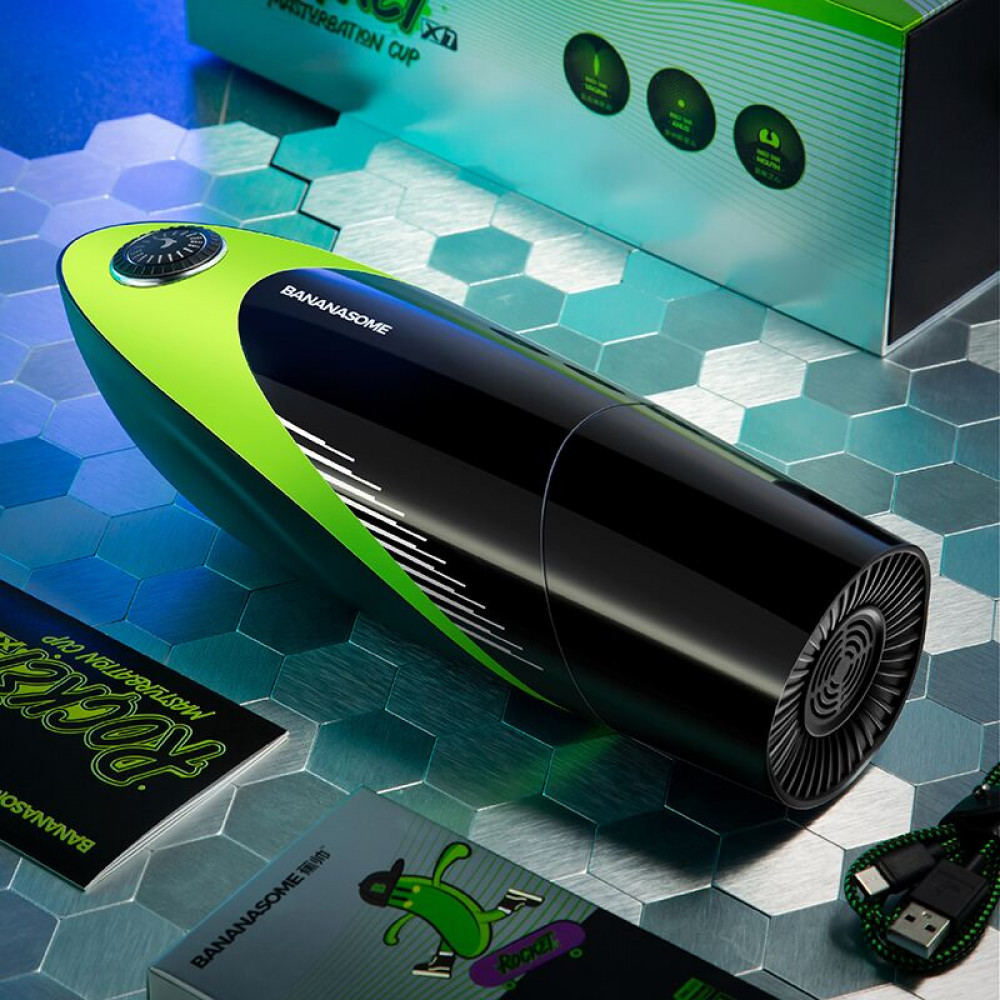 Мастурбатори з вібрацією - Смарт-мастурбатор BANANASOME ROCKET X7, вібрації, стискання, імітація фрикцій, підігрів 7