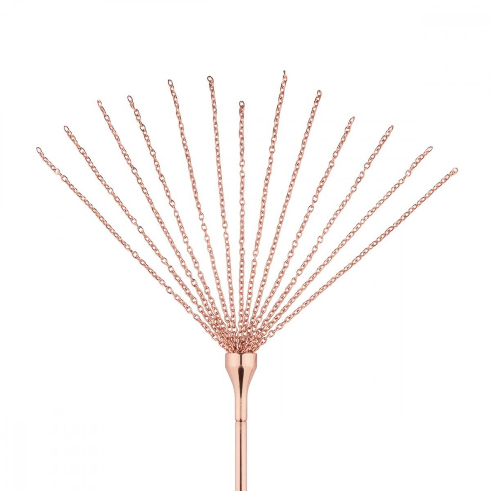 Плети, стеки, флоггеры, тиклеры - Щекоталка с металлическим флоггером Rosy Gold - Feather Tickler & Whip 6