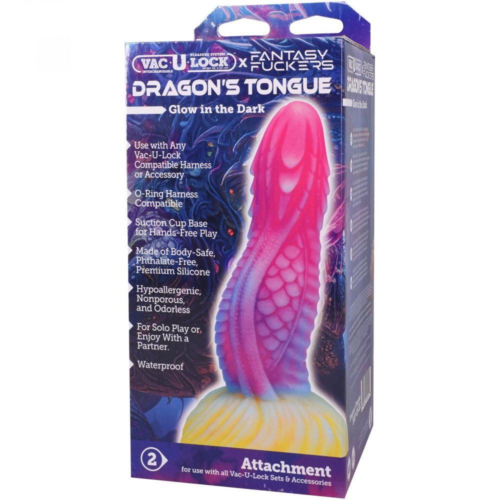 Фалоімітатор - Фентезійний фалоімітатор Doc Johnson Vac-U-Lock x Fantasy Fuckers Dragon's Tongue 5