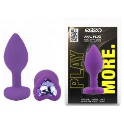 Силиконовая анальная пробка EGZO - Silicone Violet Heart Plug Amethyst, size S