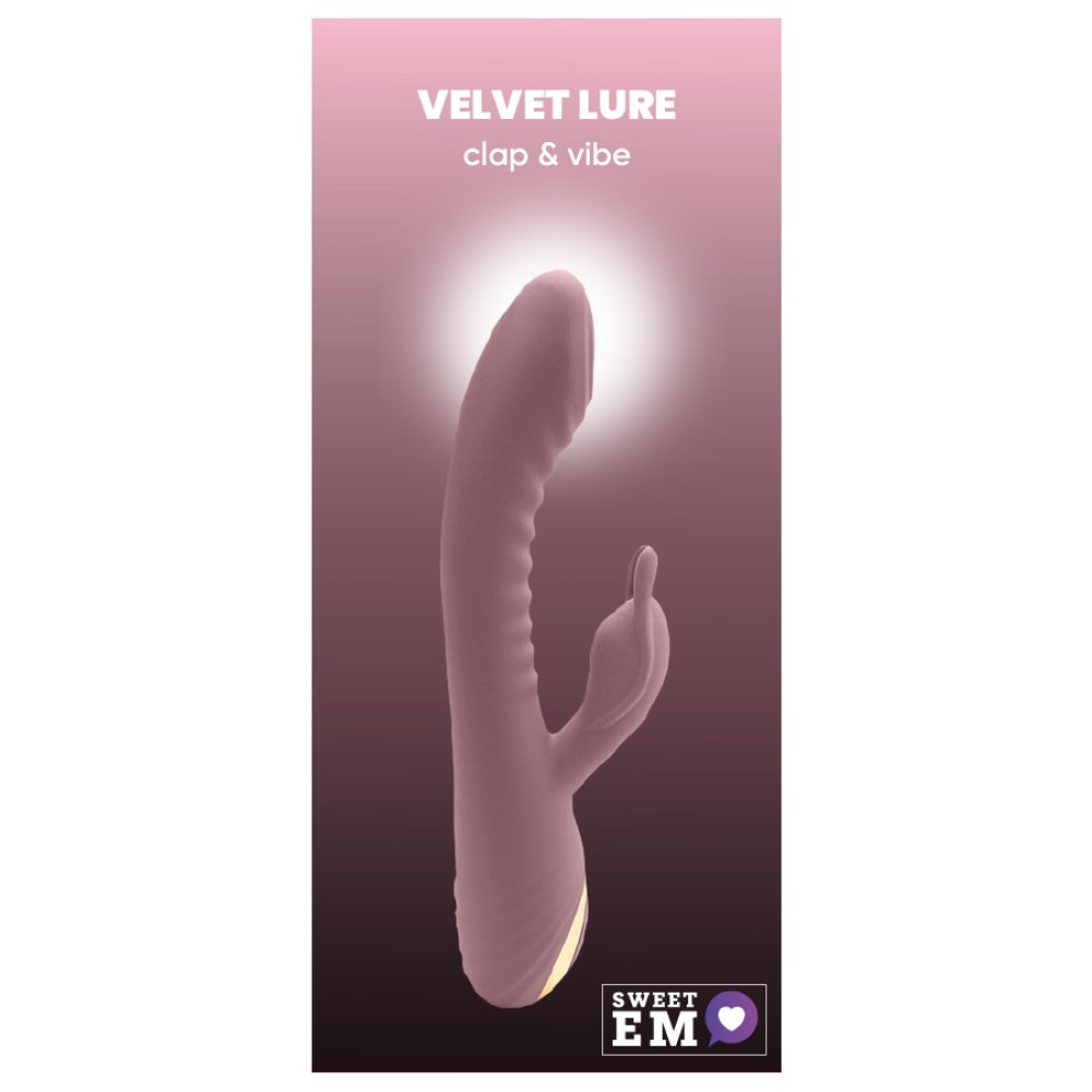 Вибратор-кролик - Вибратор-кролик рельефный Sweet Em Velvet Lure 10 режимов вибрации и 5 режимов колебаний, розовый