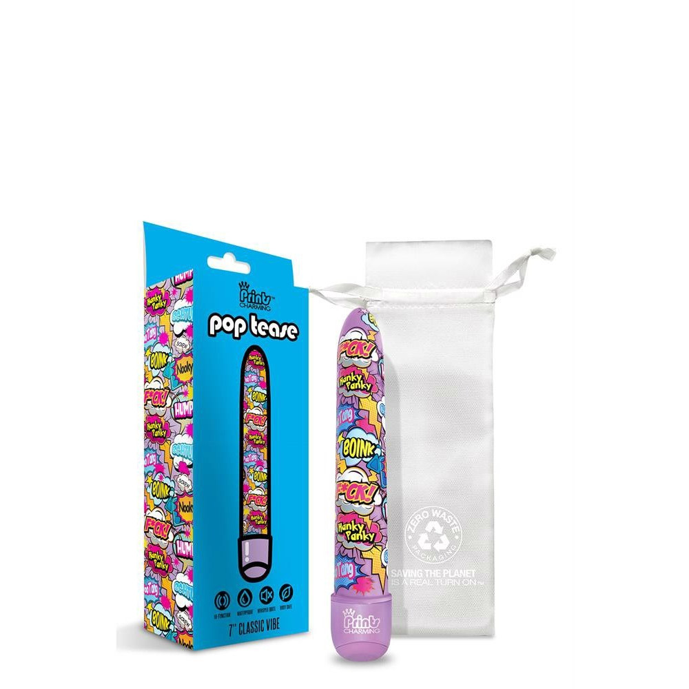 Разное - Вибратор нереалистичный с ярким принтом Prints Charming Global Novelties, фиолетовый, 17.7 х 2.5 см 2