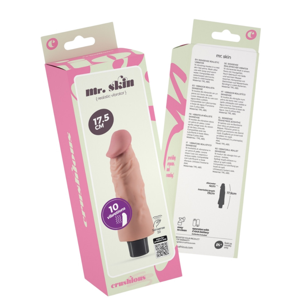 Класичний вібратор - Вібратор реалістичний CRUSHIOUS Mr. Skin, 10 режимів, бежевий, 17,5 х 4 см 1