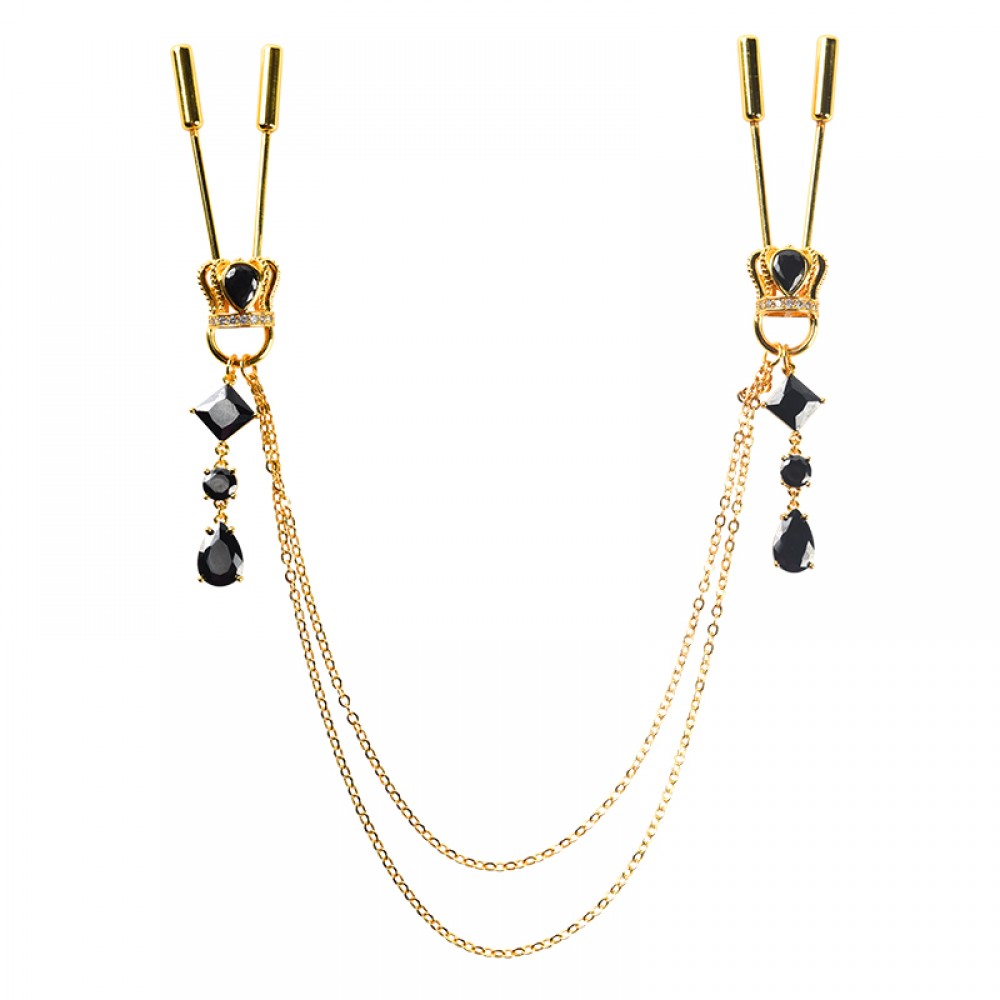 Різне - Затискачі для сосків UPKO на ланцюжку у вигляді корони з підвісками 3