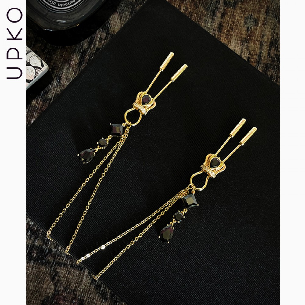 Різне - Затискачі для сосків UPKO на ланцюжку у вигляді корони з підвісками 5