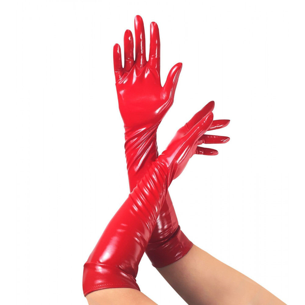 Женское эротическое белье - Глянцевые виниловые перчатки Art of Sex - Lora, размер L, цвет Красный