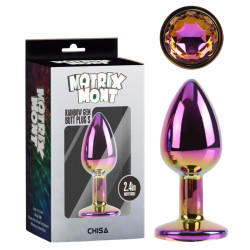 Анальная пробка разноцветная CHISA MATRIX MONT с разноцветным камнем, размер S
