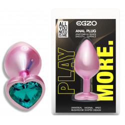 Анальная пробка с кристаллом EGZO - Pink Perl Heart Plug Marine, size S