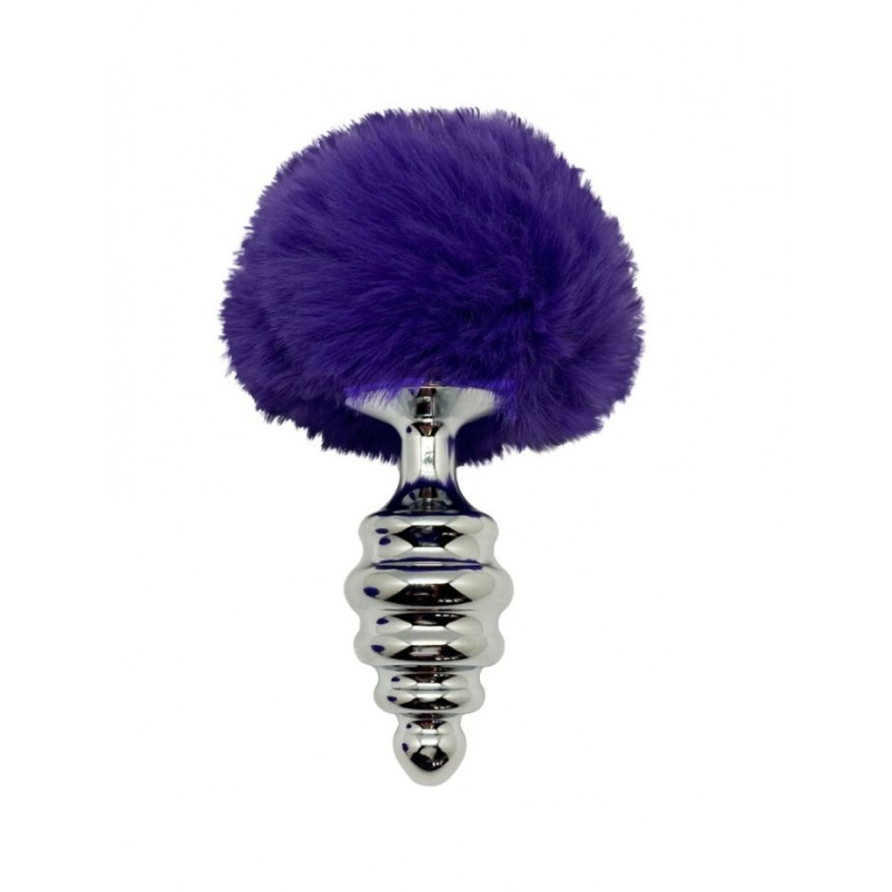 Анальные игрушки без вибрации - Анальная рельефная пробка Alive Anal Pleasure с темно-фиолетовым хвостом, S 2