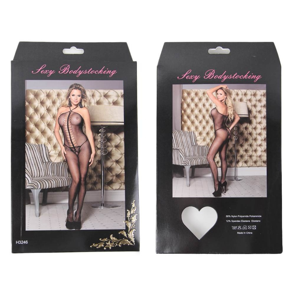 Різне - Комбінезон у сіточку з коміром халтер Star Night, в комплекті трусики, чорний 3