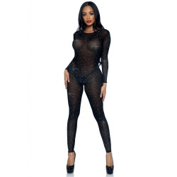 Комбинезон сексуальный Leg Avenue Sheer Rhinestone, XS, со стразами, черный