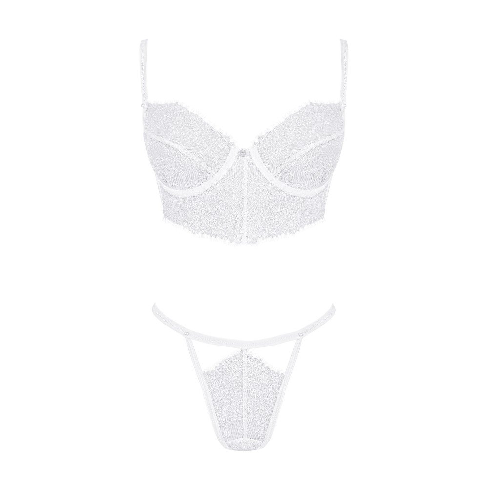 Разное - Комплект ажурный Obsessive Bianelle белый, S/M 4