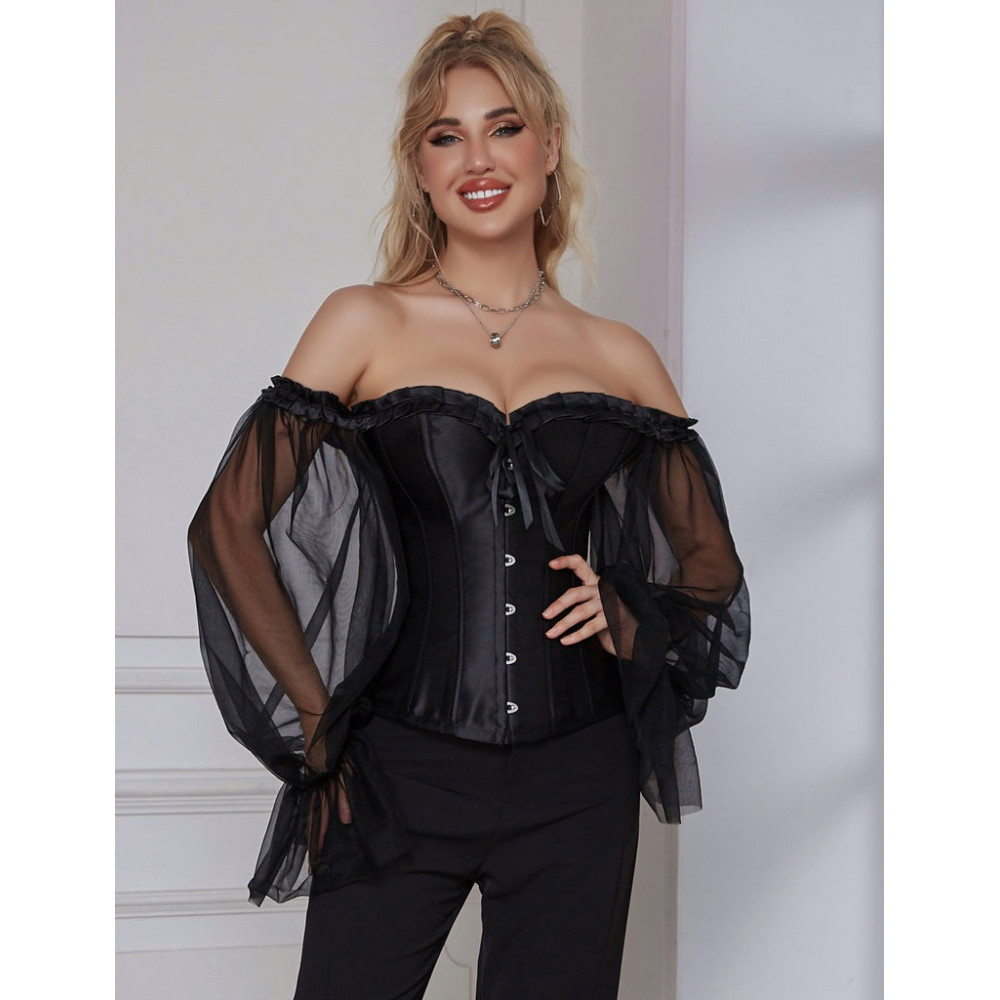 Різне - Корсет із рукавами Star Night 12 Plastic Bones на зав'язках стрічках, чорний, XS 1