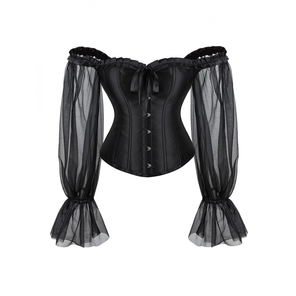 Різне - Корсет із рукавами Star Night 12 Plastic Bones на зав'язках стрічках, чорний, XS 4