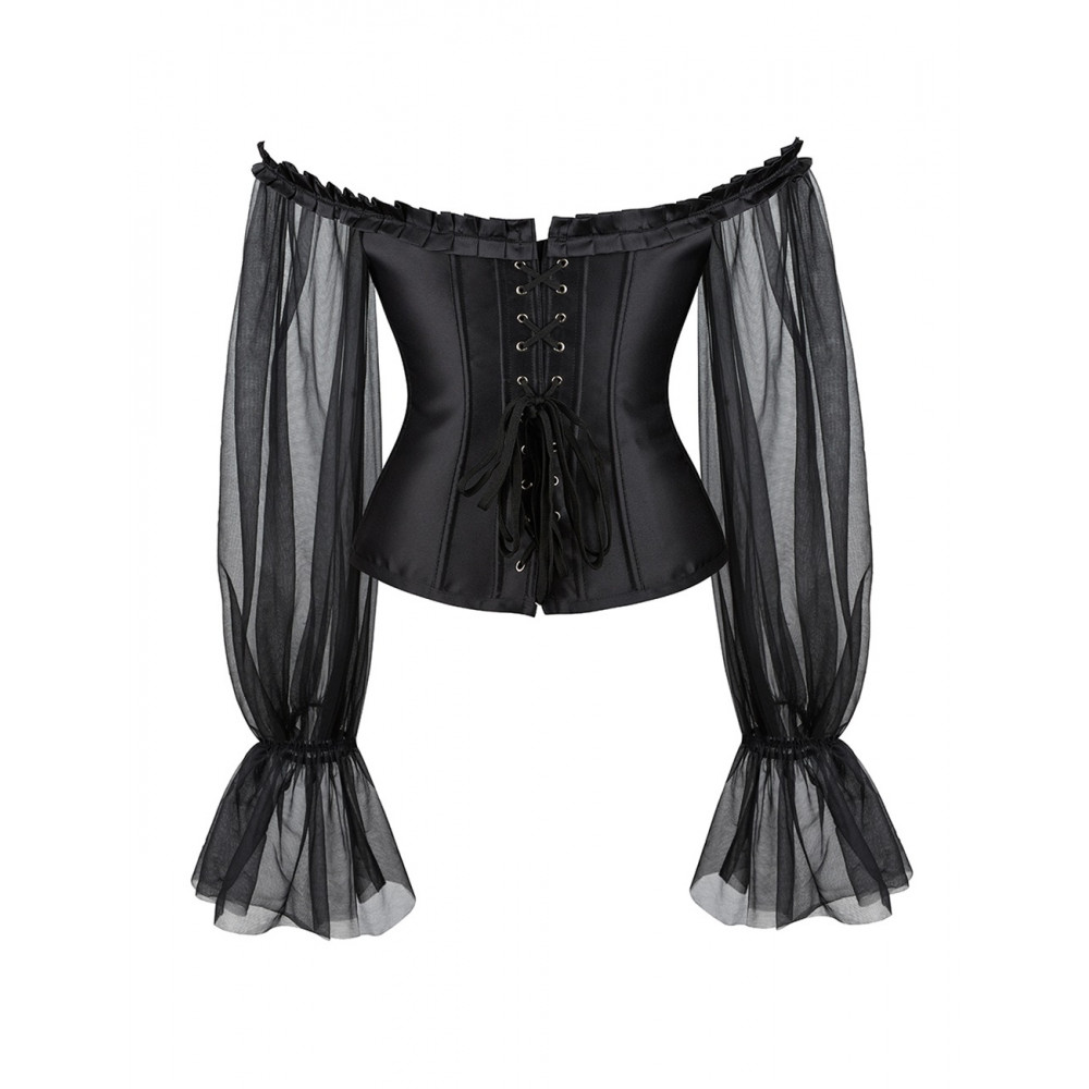 Різне - Корсет із рукавами Star Night 12 Plastic Bones на зав'язках стрічках, чорний, XS 5