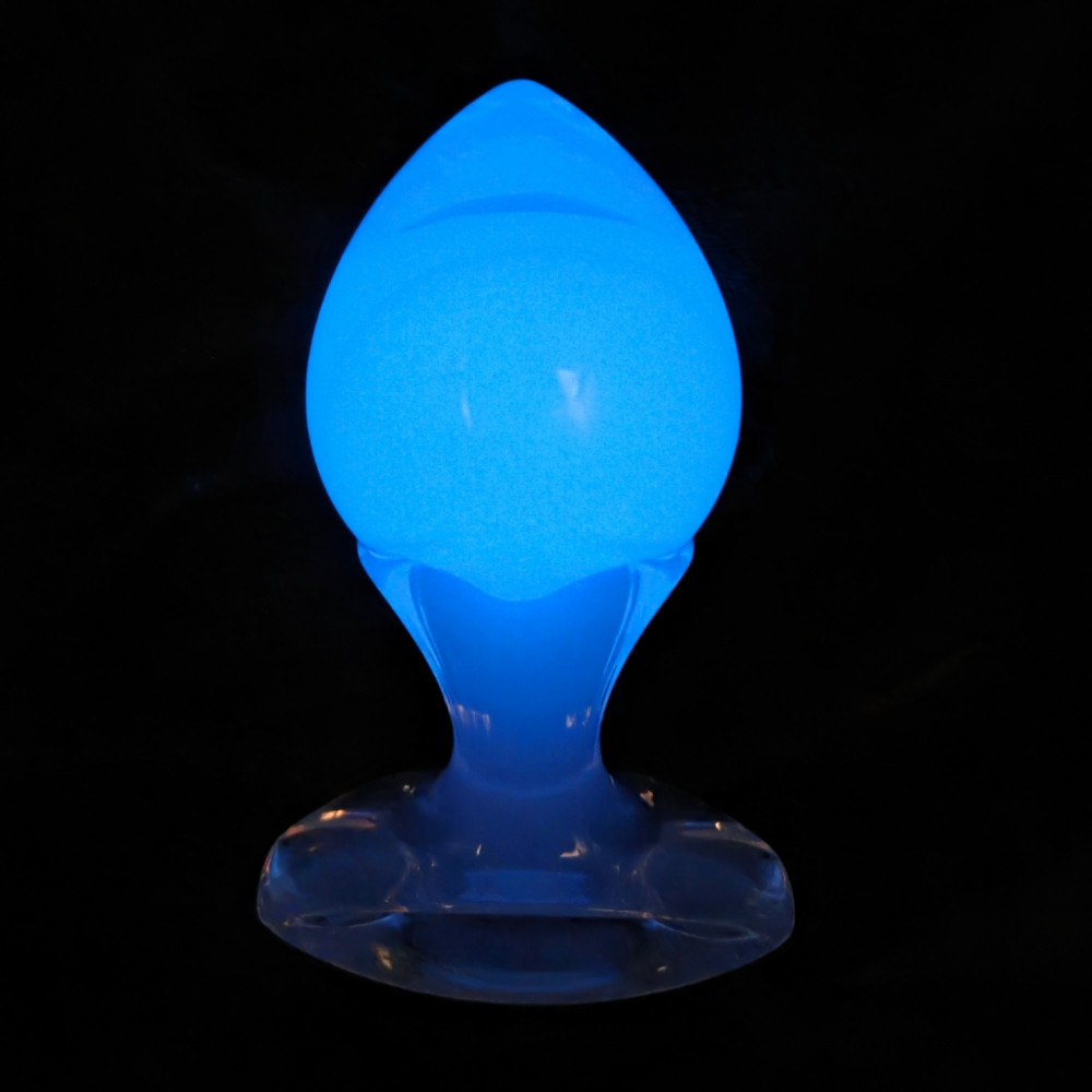 Анальные игрушки без вибрации - Люминесцентная анальная пробка UNIVIBE, силиконовая с шариком внутри, голубая, 9.6 х 4 см 15