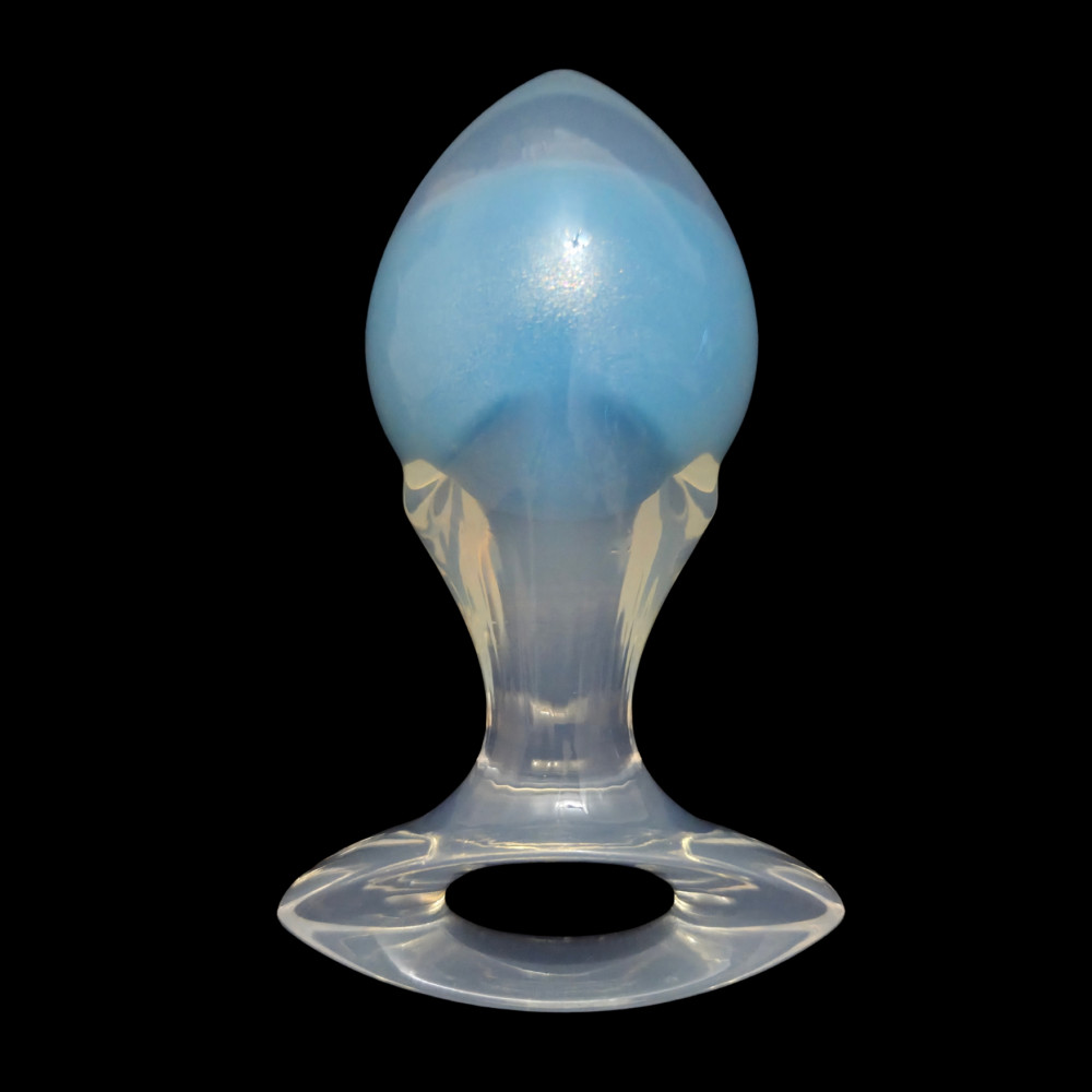 Анальные игрушки без вибрации - Люминесцентная анальная пробка UNIVIBE, силиконовая с шариком внутри, голубая, 9.6 х 4 см 14