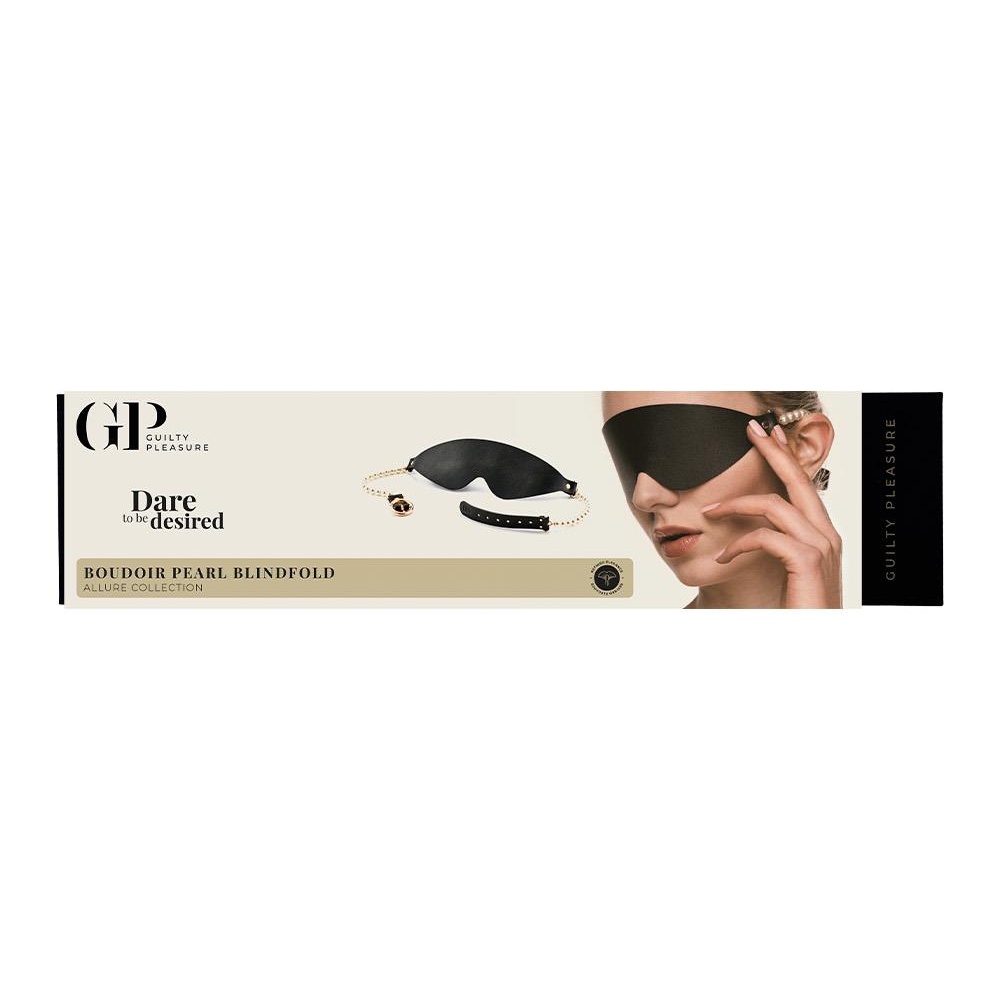 Повязки на глаза, кляпы, зажимы - Маска BDSM Boudoir Pearl Blindfold Guilty Pleasure, черно-золотая 1