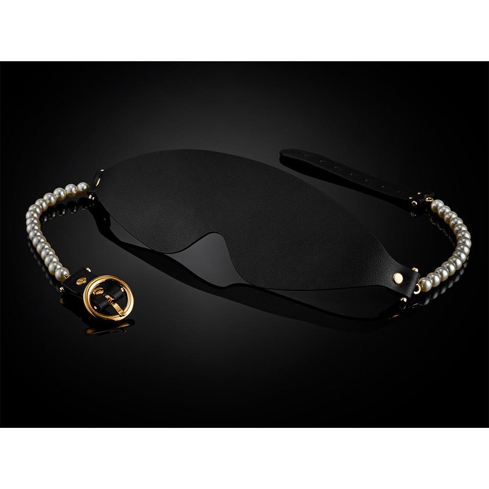 Повязки на глаза, кляпы, зажимы - Маска BDSM Boudoir Pearl Blindfold Guilty Pleasure, черно-золотая 5