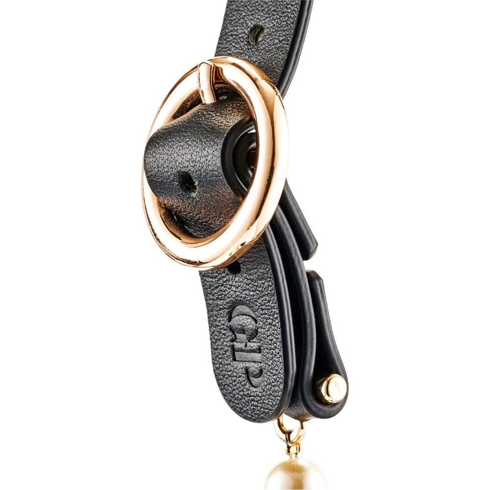 Повязки на глаза, кляпы, зажимы - Маска BDSM Boudoir Pearl Blindfold Guilty Pleasure, черно-золотая 2