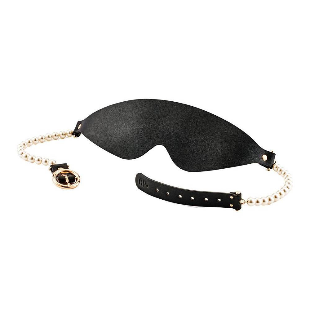 Повязки на глаза, кляпы, зажимы - Маска BDSM Boudoir Pearl Blindfold Guilty Pleasure, черно-золотая