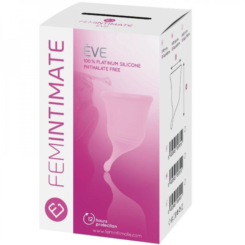 Разное - Менструальная чаша Femintimate EVE (4x6.8 см) в мешочке, розовая, S 1
