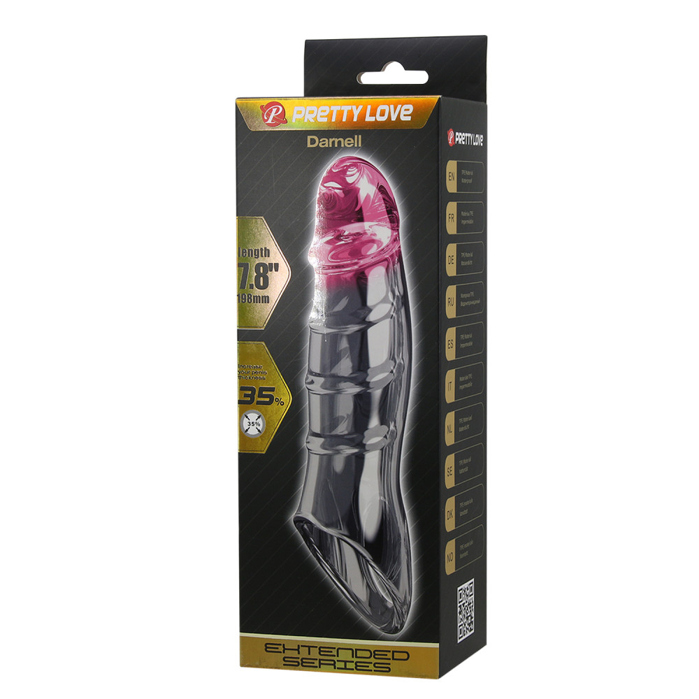  - Насадка-презерватив PRETTY LOVE - Damell Penis Sleeve Clear Pink, BI-026278NM 12
