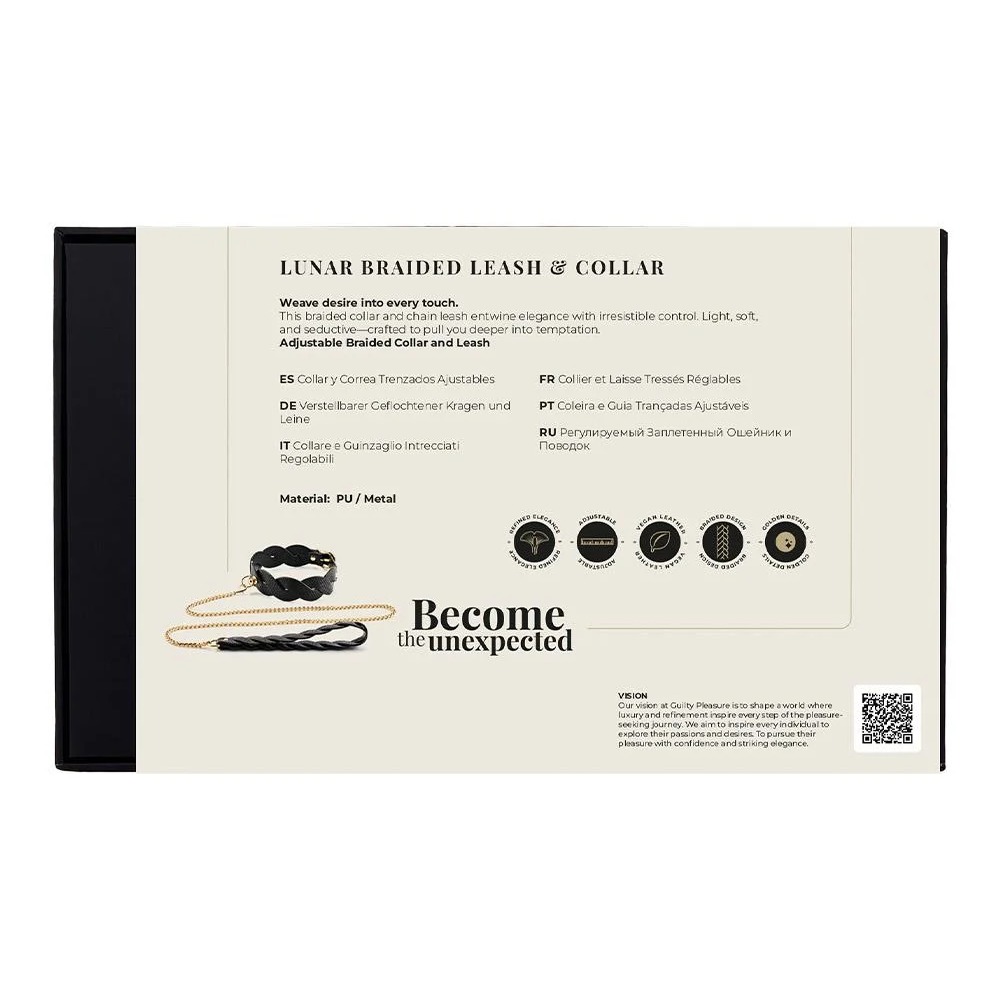  - Нашийник з повідцем Guilty Pleasure Lunar із веганської шкіри, плетений, чорний 10