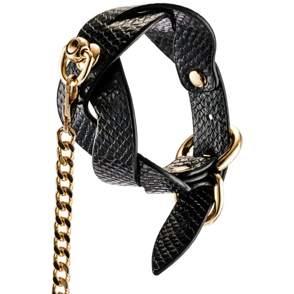  - Нашийник з повідцем Guilty Pleasure Lunar із веганської шкіри, плетений, чорний 3