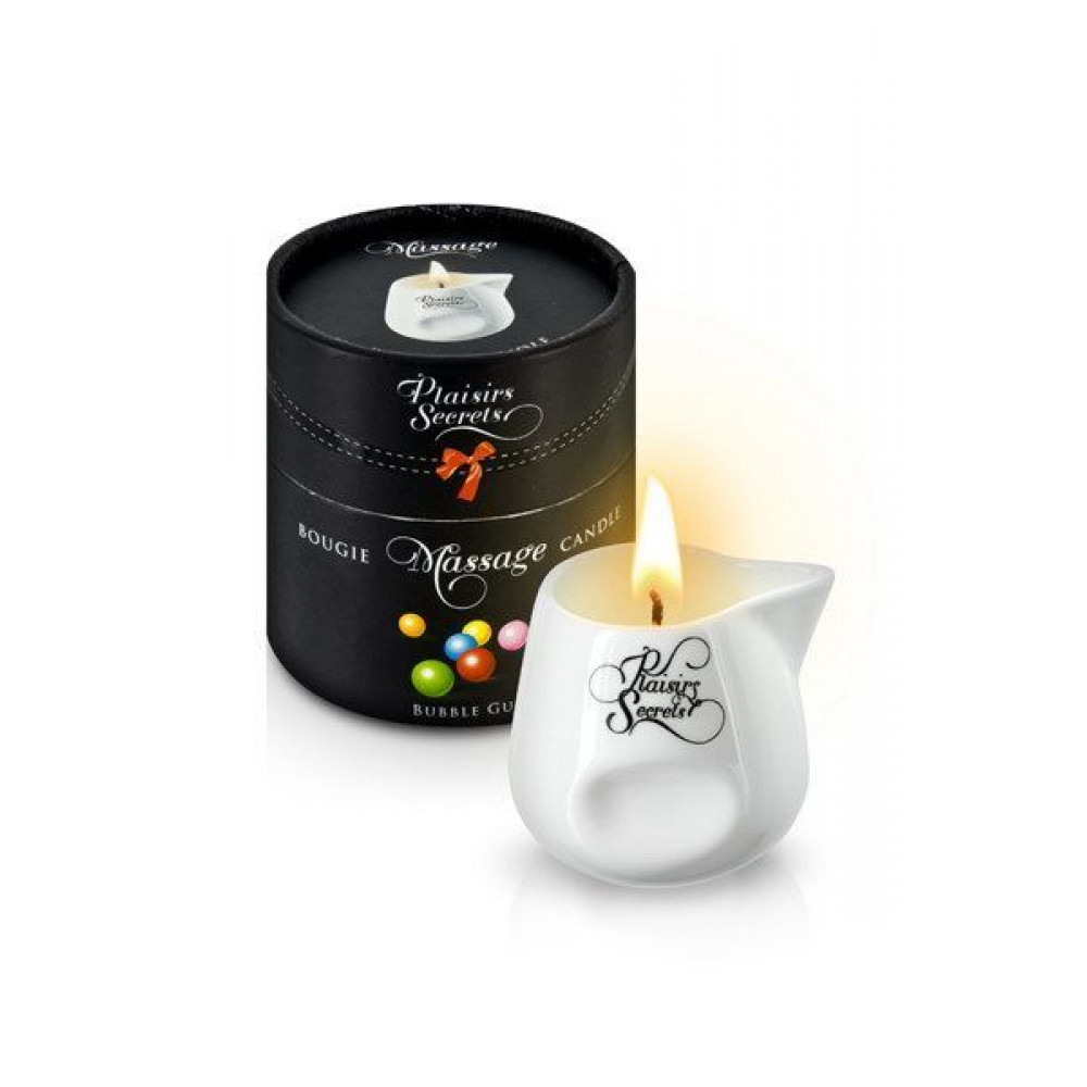 Массажные свечи - Массажная свеча Plaisirs Secrets Bubble Gum (80 мл) подарочная упаковка, керамический сосуд