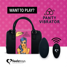Вибратор в трусики FeelzToys Panty Vibrator Black с пультом ДУ, 6 режимов работы, сумочка-чехол