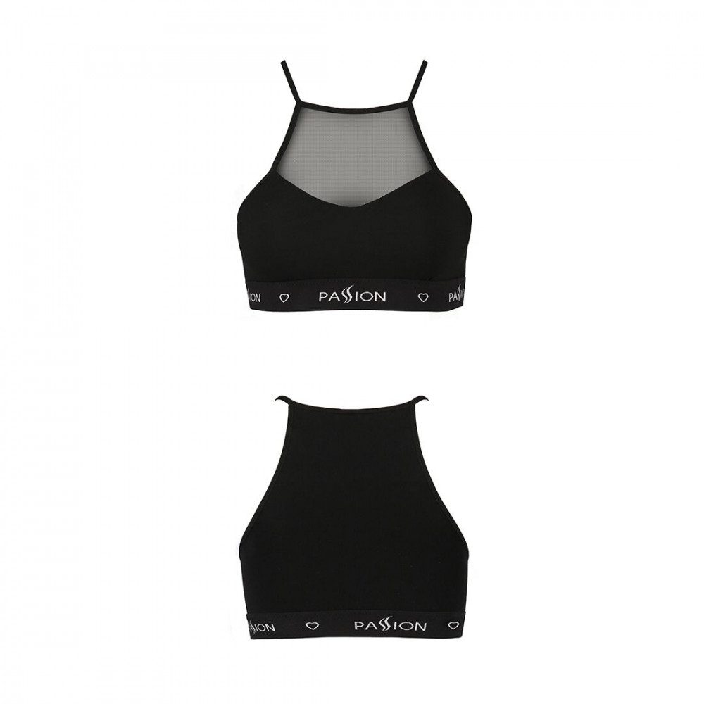 Эротические комплекты - Спортивный топ с прозрачной вставкой Passion PS006 TOP black, size XL 3