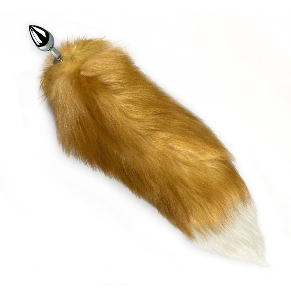 Анальный хвост - Металлическая анальная пробка с хвостом из натурального меха Art of Sex size M Red fox 3
