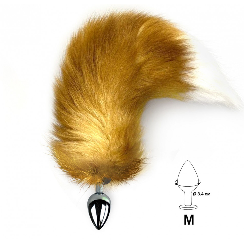 Анальный хвост - Металлическая анальная пробка с хвостом из натурального меха Art of Sex size M Red fox 5