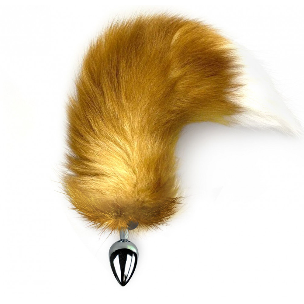 Анальный хвост - Металлическая анальная пробка с хвостом из натурального меха Art of Sex size M Red fox