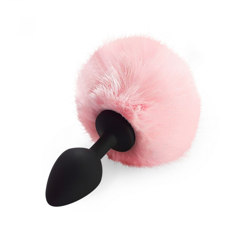 Анальный хвост - Силиконовая анальная пробка М Art of Sex - Silicone Bunny Tails Butt plug Pink, диаметр 3,5 см