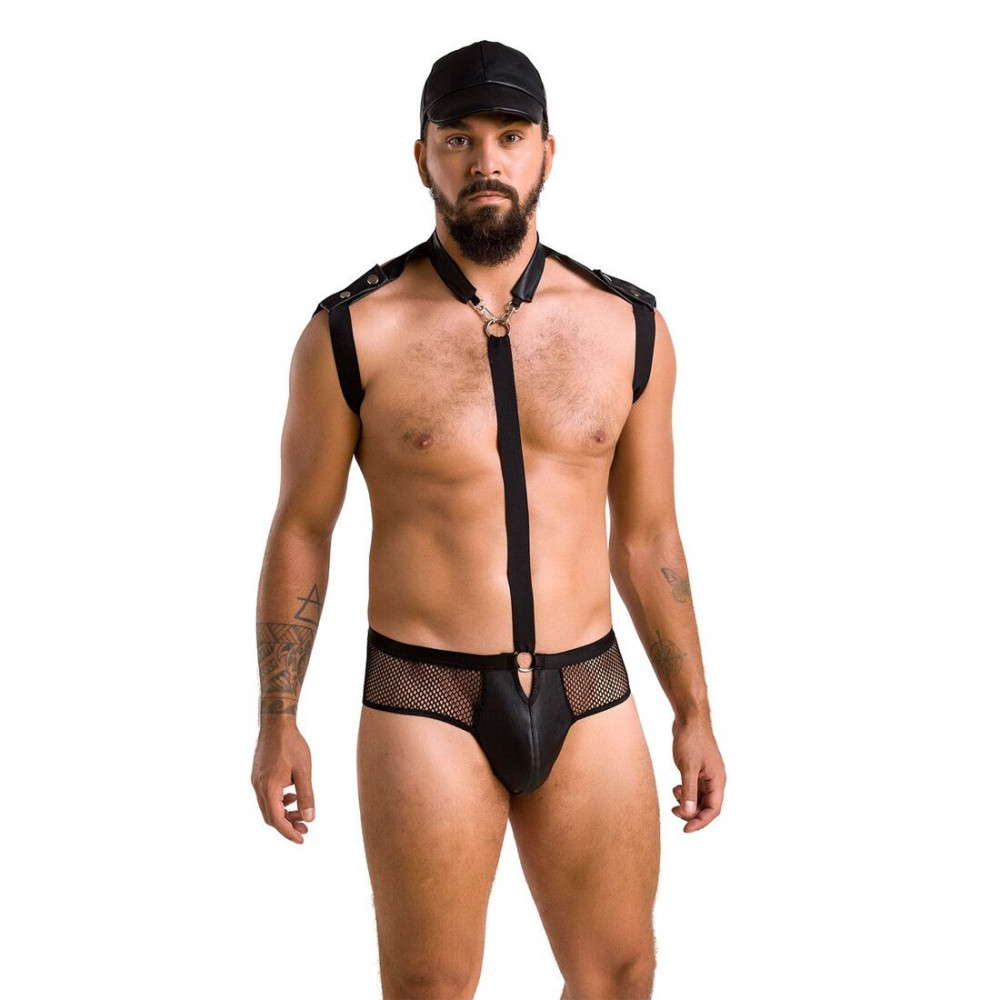 Стринги, трусы и шорты - Комплект эротического мужского белья Passion 038 Set John L/XL Black, боди, кепка