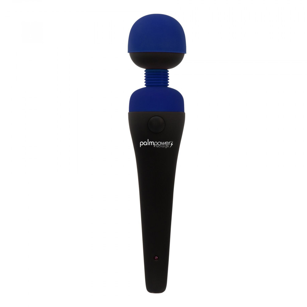Вибромассажеры - Вибромассажер PalmPower Recharge Blue, перезаряжаемый, гибкая головка, тревел-замок