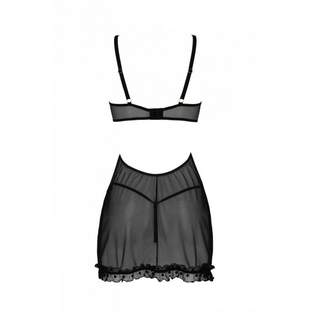 Эротические пеньюары и сорочки - Пеньюар MARINA CHEMISE black XXL/XXXL - Passion 3