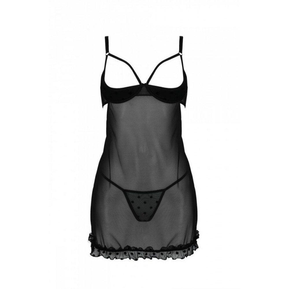 Эротические пеньюары и сорочки - Пеньюар MARINA CHEMISE black XXL/XXXL - Passion 2