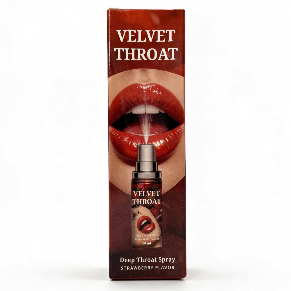 - Спрей для глубокого минета WOW Velvet Throat клубника, 50 мл 2