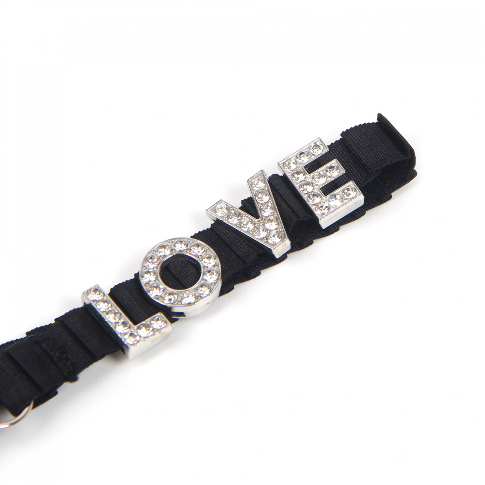 Різне - Мереживні стрінги Star Night з декором стразами Love, чорні, M 7