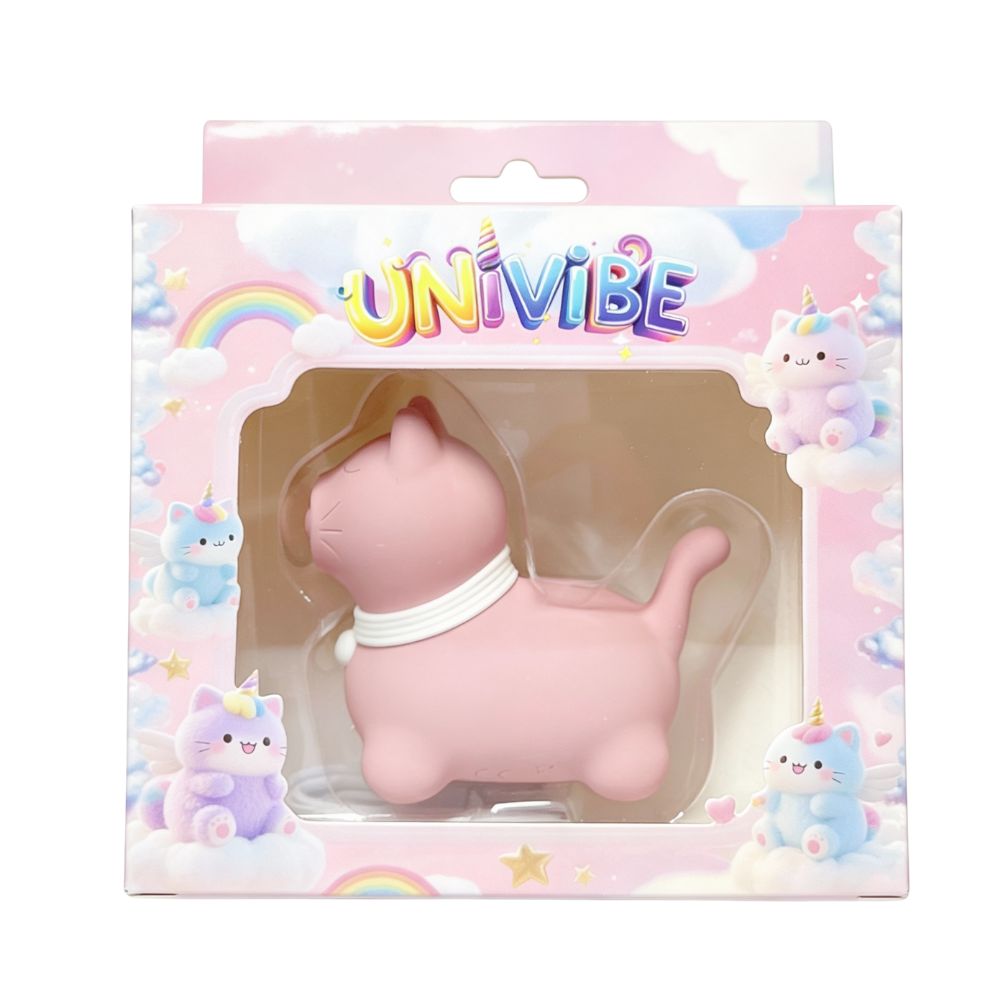Вібропулі та міні-вібратори - Стимулятор клітора з пульсацією UNIVIBE Котик, 5 режимів, рожевий 1