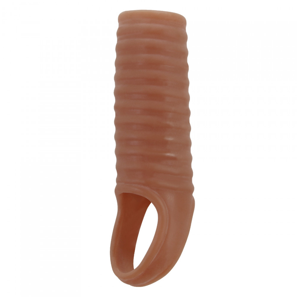 Эрекционные кольца без вибрации - Стимулирующая насадка на пенис PRETTY LOVE Hartman ребристая, 11.2 х 2.4 см 2