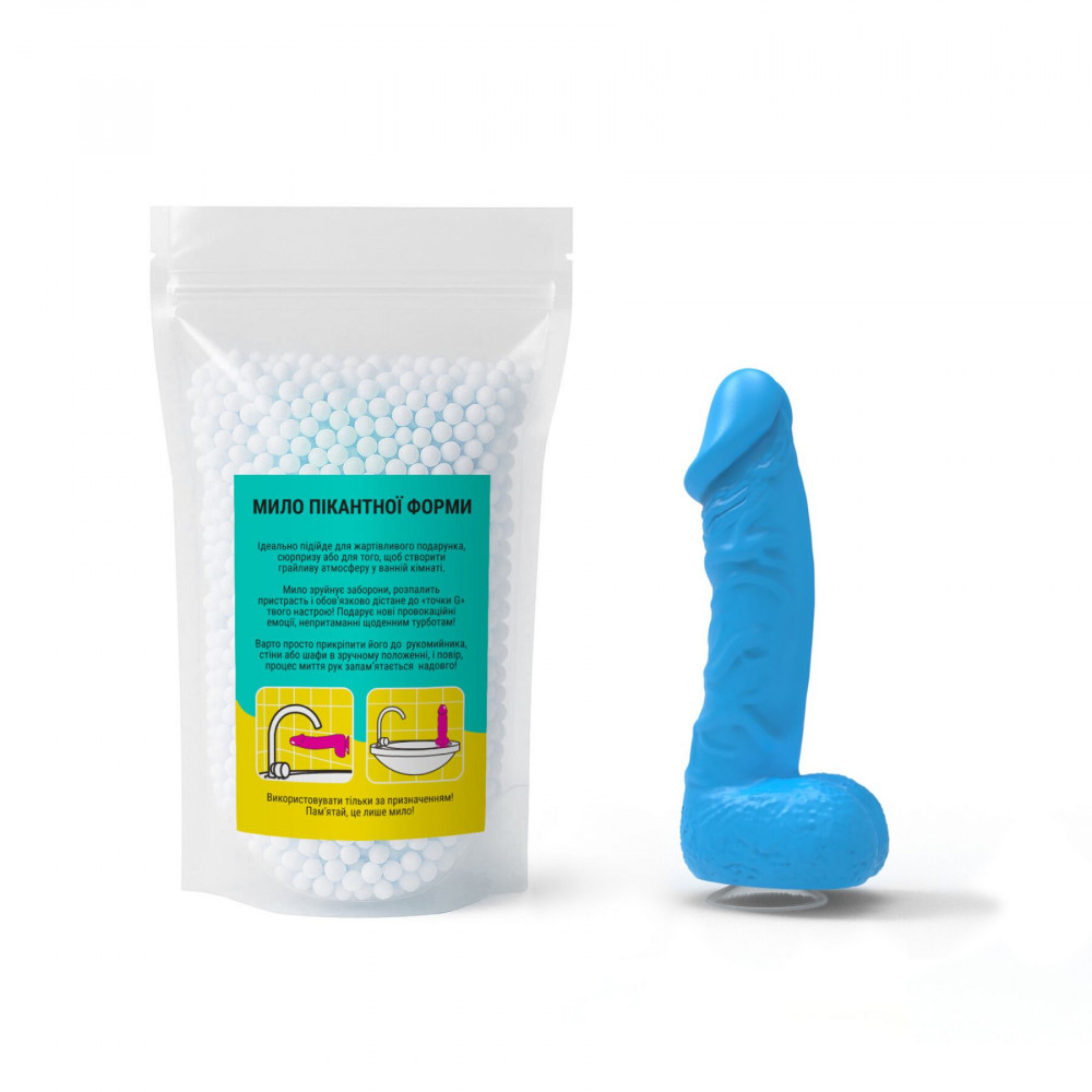 Секс приколы - Крафтовое мыло-член с присоской Чистий Кайф MEDIUM Blue, натуральное 3