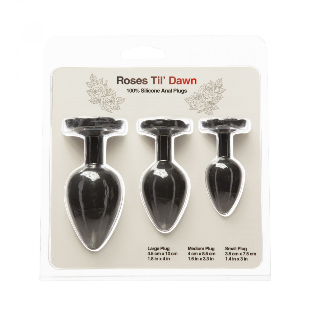 Анальные игрушки - Набор силиконовых анальных пробок BMS Roses Til’ Dawn Silicone Anal Plug Kit Starter Kit Black 5