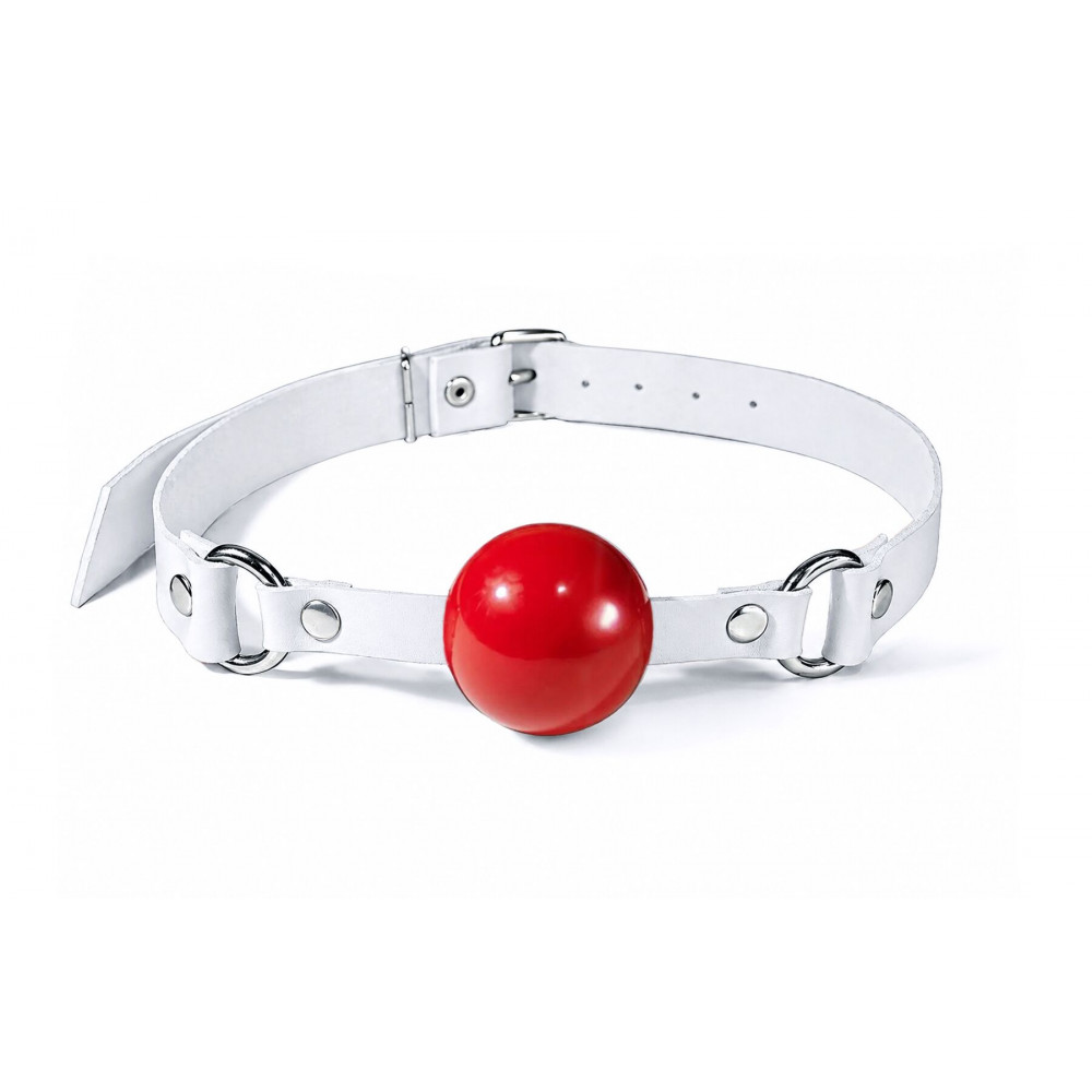 Пов'язки на очі, кляпи, затискачі - Кляп силіконовий Feral Feelings Silicon Ball Gag White/Red, білий ремінець, червона кулька