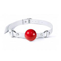 Кляп силіконовий Feral Feelings Silicon Ball Gag White/Red, білий ремінець, червона кулька