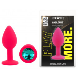 Силиконовая анальная пробка EGZO - Silicone Pink Round Plug Marine, size S
